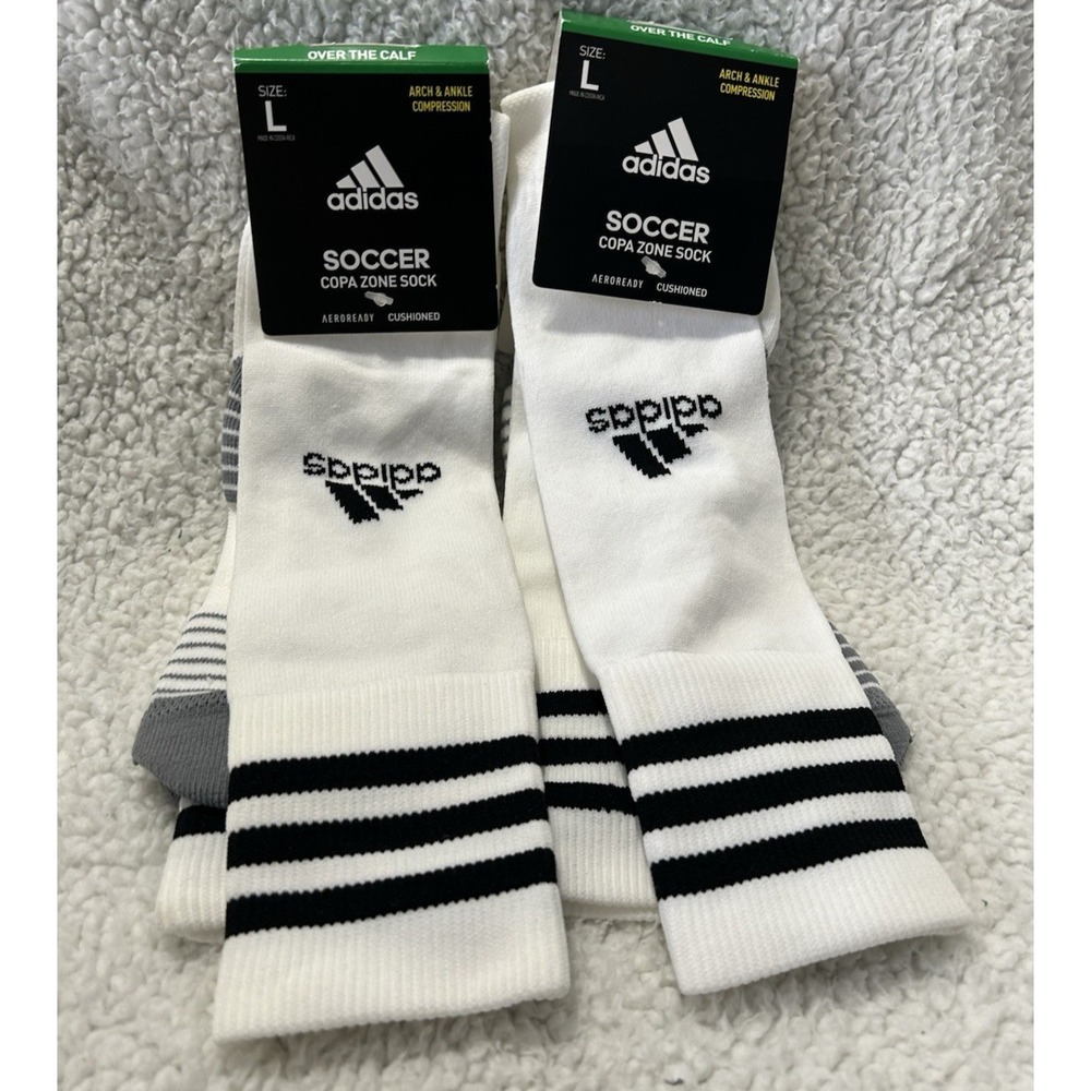 Adidas Soccer Copa Zone Sock Large Over the Calf Cushioned Socks Lot of 2 (A7)